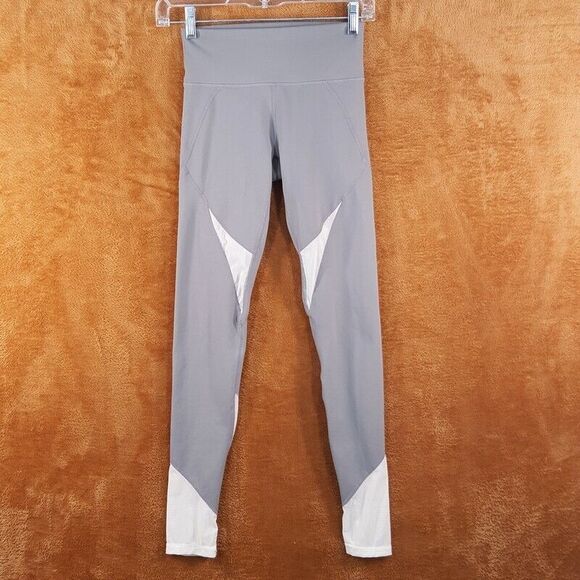 FABLETICS Womens Leggings XXS Gray Ivory Pull On Stretch Full Length Mesh - Picture 1 of 11